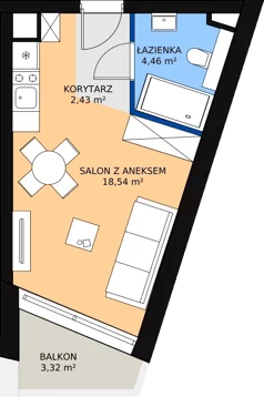 1 pokój, apartament inwestycyjny 25,37 m², piętro 1, oferta nr 1, Marina Iława Apartamenty Turystyczne, Iława, ul. Konstytucji 3 Maja 7