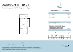 2 pokoje, apartament 40,21 m², piętro 1, oferta nr C.01.21, Wave Świnoujście Thermal & Spa, Świnoujście, Dzielnica Nadmorska, ul. Bolesława Chrobrego 35