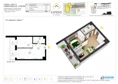2 pokoje, mieszkanie 36,83 m², piętro 1, oferta nr A1.5, Lusso Al Centro, Gniezno, ul. Wawrzyńca 19