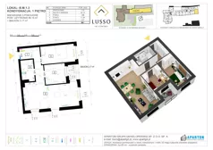 3 pokoje, mieszkanie 58,10 m², piętro 1, oferta nr B1.3, Lusso Al Centro, Gniezno, ul. Wawrzyńca 19