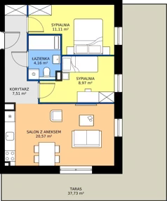 3 pokoje, mieszkanie 52,32 m², parter, oferta nr AM2, Osiedle Rodzinne 3, Busko-Zdrój, ul. Młyńska
