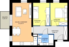 3 pokoje, mieszkanie 55,38 m², piętro 1, oferta nr AM12, Osiedle Rodzinne 3, Busko-Zdrój, ul. Młyńska