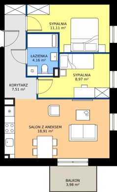 3 pokoje, mieszkanie 50,66 m², piętro 2, oferta nr BM32, Osiedle Rodzinne 3, Busko-Zdrój, ul. Młyńska