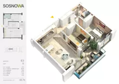 3 pokoje, mieszkanie 60,70 m², piętro 2, oferta nr E3, Osiedle Sosnowa, Ełk, Szyba, ul. Szyszkowa