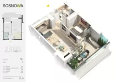2 pokoje, mieszkanie 39,40 m², parter, oferta nr G 1, Osiedle Sosnowa, Ełk, Szyba, ul. Szyszkowa