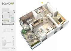 3 pokoje, mieszkanie 61,79 m², piętro 3, oferta nr H 4, Osiedle Sosnowa, Ełk, Szyba, ul. Szyszkowa