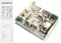 3 pokoje, mieszkanie 67,48 m², parter, oferta nr I 1, Osiedle Sosnowa, Ełk, Szyba, ul. Szyszkowa