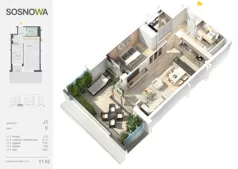 2 pokoje, mieszkanie 51,62 m², parter, oferta nr J 1, Osiedle Sosnowa, Ełk, Szyba, ul. Szyszkowa