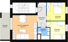 3 pokoje, mieszkanie 48,03 m², piętro 2, oferta nr 1C/1b, Budziwojska 3, Rzeszów, Budziwój, ul. Budziwojska 3