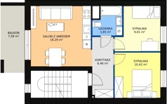 3 pokoje, mieszkanie 48,03 m², piętro 2, oferta nr 1C/4b, Budziwojska 3, Rzeszów, Budziwój, ul. Budziwojska 3