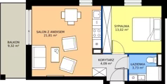 2 pokoje, mieszkanie 42,65 m², piętro 1, oferta nr 23, Traviata, Warszawa, Białołęka, Kobiałka, ul. Giuseppe Verdiego 22