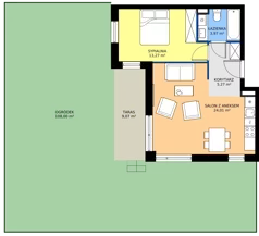 2 pokoje, mieszkanie 46,52 m², parter, oferta nr 6, Traviata, Warszawa, Białołęka, Kobiałka, ul. Giuseppe Verdiego 22
