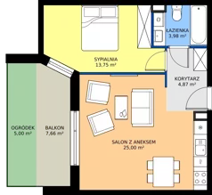 2 pokoje, mieszkanie 47,60 m², parter, oferta nr 7, Traviata, Warszawa, Białołęka, Kobiałka, ul. Giuseppe Verdiego 22