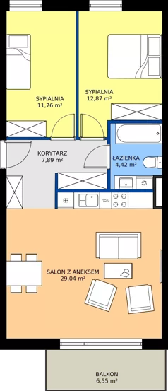 3 pokoje, mieszkanie 65,98 m², piętro 2, oferta nr 36, Traviata, Warszawa, Białołęka, Kobiałka, ul. Giuseppe Verdiego 22