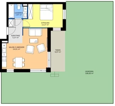 2 pokoje, mieszkanie 46,52 m², parter, oferta nr 13, Traviata, Warszawa, Białołęka, Kobiałka, ul. Giuseppe Verdiego 22