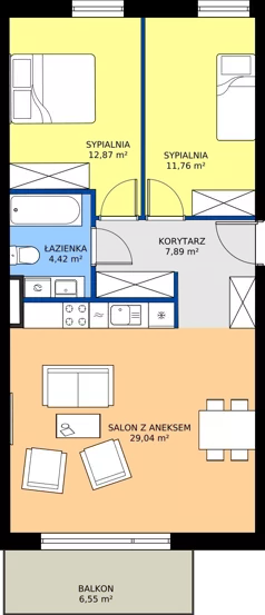 3 pokoje, mieszkanie 65,98 m², piętro 2, oferta nr 29, Traviata, Warszawa, Białołęka, Kobiałka, ul. Giuseppe Verdiego 22