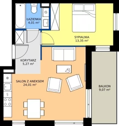 2 pokoje, mieszkanie 46,64 m², piętro 2, oferta nr 41, Traviata, Warszawa, Białołęka, Kobiałka, ul. Giuseppe Verdiego 22