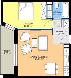 2 pokoje, mieszkanie 47,85 m², piętro 1, oferta nr 21, Traviata, Warszawa, Białołęka, Kobiałka, ul. Giuseppe Verdiego 22