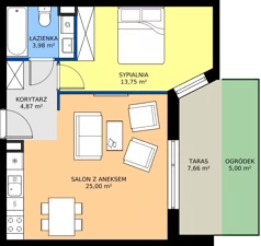 2 pokoje, mieszkanie 47,60 m², parter, oferta nr 14, Traviata, Warszawa, Białołęka, Kobiałka, ul. Giuseppe Verdiego 22