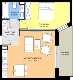 2 pokoje, mieszkanie 47,85 m², piętro 1, oferta nr 28, Traviata, Warszawa, Białołęka, Kobiałka, ul. Giuseppe Verdiego 22