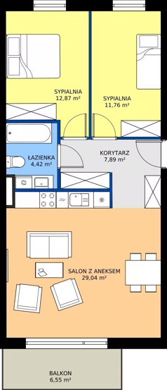 3 pokoje, mieszkanie 65,98 m², piętro 1, oferta nr 15, Traviata, Warszawa, Białołęka, Kobiałka, ul. Giuseppe Verdiego 22