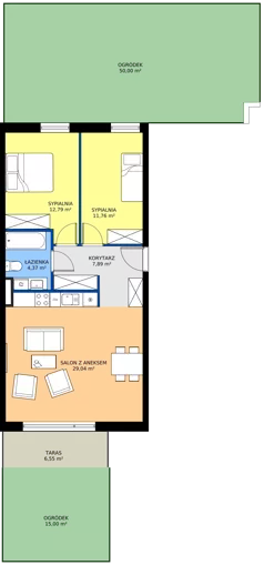 3 pokoje, mieszkanie 65,75 m², parter, oferta nr 1, Traviata, Warszawa, Białołęka, Kobiałka, ul. Giuseppe Verdiego 22
