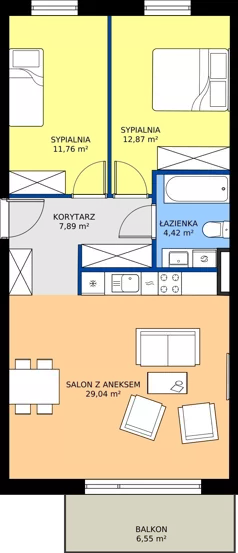 3 pokoje, mieszkanie 65,98 m², piętro 1, oferta nr 22, Traviata, Warszawa, Białołęka, Kobiałka, ul. Giuseppe Verdiego 22