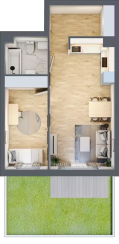 2 pokoje, mieszkanie 47,58 m², parter, oferta nr 2, Pulse, Bydgoszcz, Wzgórze Wolności, ul. Wojska Polskiego