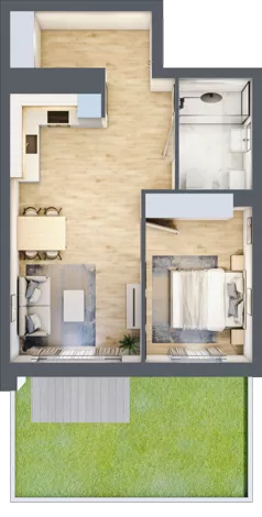 2 pokoje, mieszkanie 47,16 m², parter, oferta nr 1, Pulse, Bydgoszcz, Wzgórze Wolności, ul. Wojska Polskiego