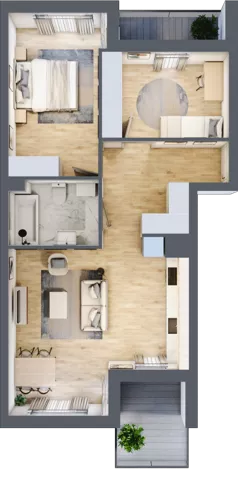 3 pokoje, mieszkanie 61,84 m², piętro 2, oferta nr 40, Pulse, Bydgoszcz, Wzgórze Wolności, ul. Wojska Polskiego