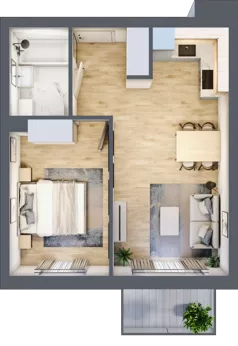 2 pokoje, mieszkanie 39,21 m², piętro 6, oferta nr 68, Pulse, Bydgoszcz, Wzgórze Wolności, ul. Wojska Polskiego