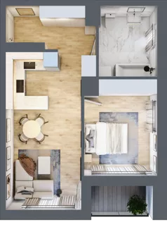2 pokoje, mieszkanie 45,77 m², piętro 2, oferta nr 18, Boutique, Niemcz, ul. Władysława Reymonta