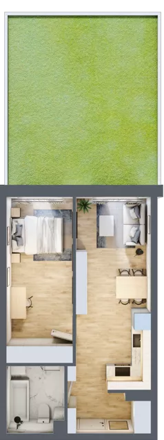 3 pokoje, mieszkanie 43,29 m², parter, oferta nr 2, Boutique, Niemcz, ul. Władysława Reymonta