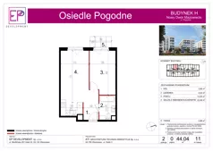2 pokoje, mieszkanie 44,04 m², parter, oferta nr H11, Osiedle Pogodne, NOWY ETAP bud. G, H, Nowy Dwór Mazowiecki, Nowodworzanka, ul. Pogodna / Leśna / Dębowa