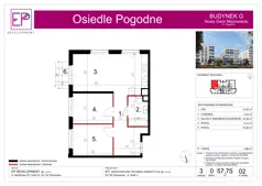 3 pokoje, mieszkanie 57,75 m², parter, oferta nr G02, Osiedle Pogodne, NOWY ETAP bud. G, H, Nowy Dwór Mazowiecki, Nowodworzanka, ul. Pogodna / Leśna / Dębowa