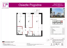 3 pokoje, mieszkanie 60,11 m², parter, oferta nr H03, Osiedle Pogodne, NOWY ETAP bud. G, H, Nowy Dwór Mazowiecki, Nowodworzanka, ul. Pogodna / Leśna / Dębowa