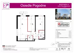 3 pokoje, mieszkanie 60,11 m², parter, oferta nr H10, Osiedle Pogodne, NOWY ETAP bud. G, H, Nowy Dwór Mazowiecki, Nowodworzanka, ul. Pogodna / Leśna / Dębowa