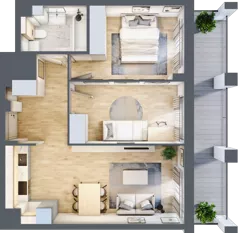 3 pokoje, mieszkanie 53,84 m², piętro 2, oferta nr WP-23, Warzelnicza Park, Warszawa, Białołęka, Brzeziny, ul. Warzelnicza