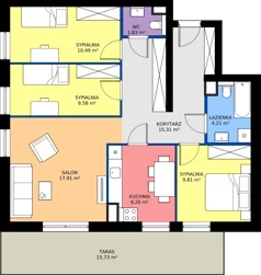 4 pokoje, mieszkanie 77,40 m², piętro 1, oferta nr M10, Wywrockiego 11 - mieszkania, Rzeszów, Staroniwa, ul. Wywrockiego 11