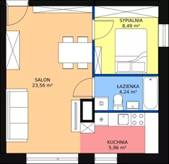 2 pokoje, mieszkanie 42,25 m², parter, oferta nr A1, Rodzinna Malta, Poznań, Warszawskie-Pomet-Maltańskie, Komandoria, ul. Bnińska