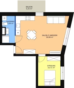2 pokoje, mieszkanie 45,83 m², piętro 1, oferta nr A9, Rodzinna Malta, Poznań, Warszawskie-Pomet-Maltańskie, Komandoria, ul. Bnińska