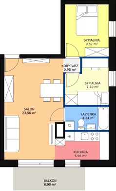3 pokoje, apartament 51,71 m², piętro 2, oferta nr A10, Rodzinna Malta, Poznań, Warszawskie-Pomet-Maltańskie, Komandoria, ul. Bnińska