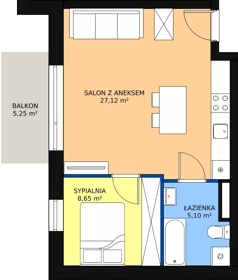2 pokoje, mieszkanie 40,87 m², piętro 2, oferta nr A11, Rodzinna Malta, Poznań, Warszawskie-Pomet-Maltańskie, Komandoria, ul. Bnińska