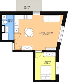 2 pokoje, mieszkanie 45,83 m², piętro 2, oferta nr A14, Rodzinna Malta, Poznań, Warszawskie-Pomet-Maltańskie, Komandoria, ul. Bnińska
