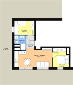 3 pokoje, mieszkanie 42,86 m², piętro 3, oferta nr A16, Rodzinna Malta, Poznań, Warszawskie-Pomet-Maltańskie, Komandoria, ul. Bnińska