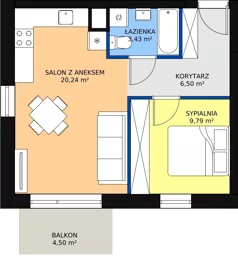 2 pokoje, mieszkanie 39,96 m², piętro 2, oferta nr B12, Rodzinna Malta, Poznań, Warszawskie-Pomet-Maltańskie, Komandoria, ul. Bnińska