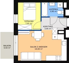 2 pokoje, mieszkanie 33,84 m², piętro 2, oferta nr B13, Rodzinna Malta, Poznań, Warszawskie-Pomet-Maltańskie, Komandoria, ul. Bnińska