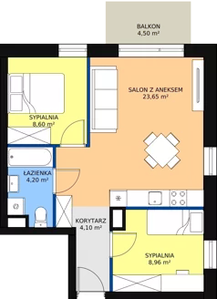 3 pokoje, apartament 49,51 m², piętro 2, oferta nr B15, Rodzinna Malta, Poznań, Warszawskie-Pomet-Maltańskie, Komandoria, ul. Bnińska