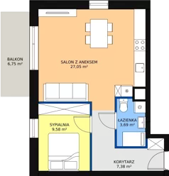 2 pokoje, mieszkanie 47,71 m², piętro 1, oferta nr C10, Rodzinna Malta, Poznań, Warszawskie-Pomet-Maltańskie, Komandoria, ul. Bnińska