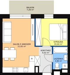 2 pokoje, mieszkanie 40,01 m², piętro 2, oferta nr C17, Rodzinna Malta, Poznań, Warszawskie-Pomet-Maltańskie, Komandoria, ul. Bnińska